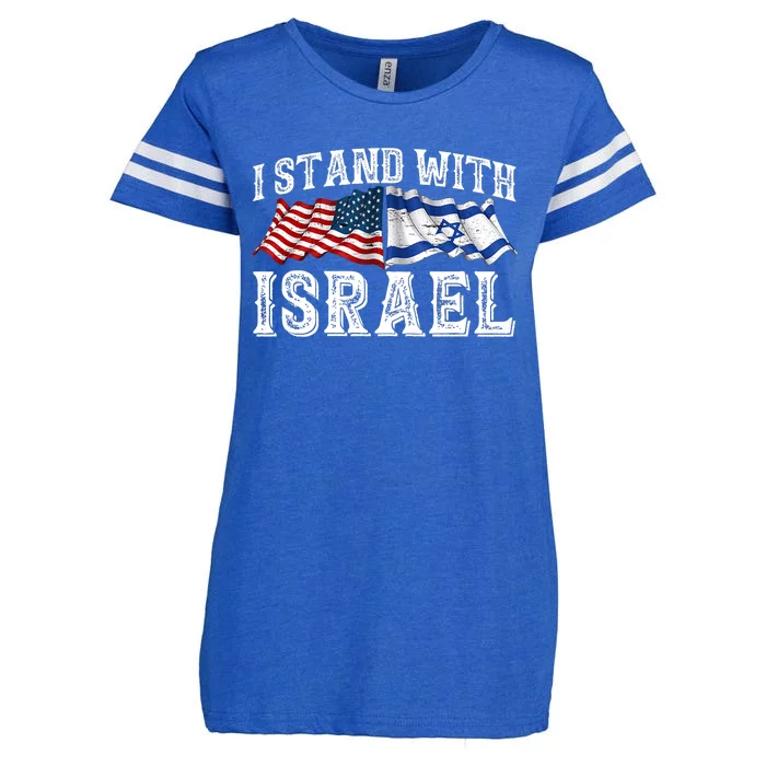 I Stand With Israel American Flag Enza Ladies Jersey Football T-Shirt