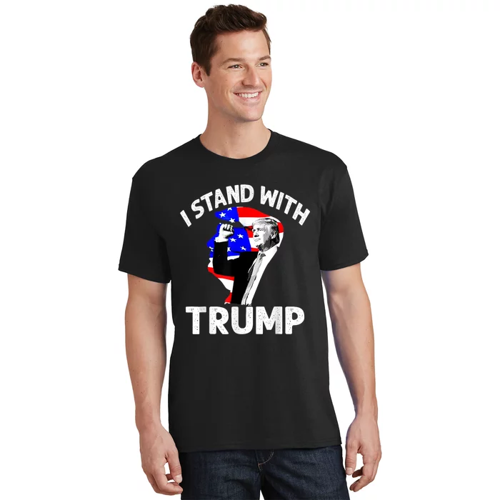 I Stand With Trump American Flag T-Shirt