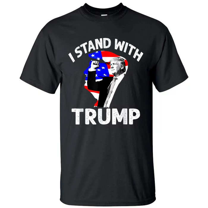 I Stand With Trump American Flag Tall T-Shirt