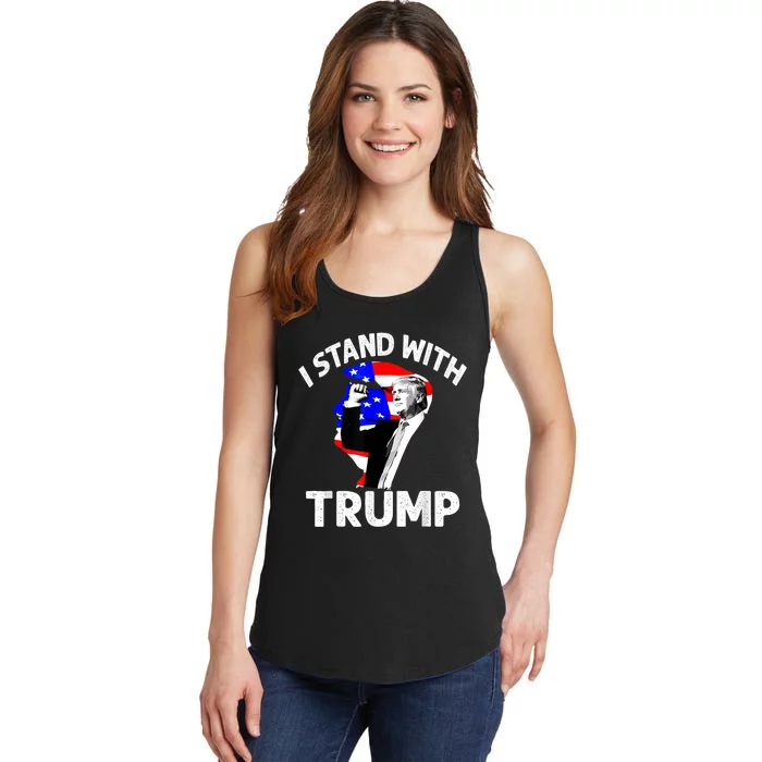 I Stand With Trump American Flag Ladies Essential Tank