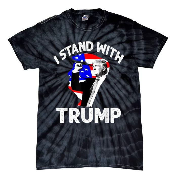 I Stand With Trump American Flag Tie-Dye T-Shirt