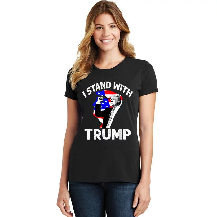 I Stand With Trump American Flag Women's T-Shirt