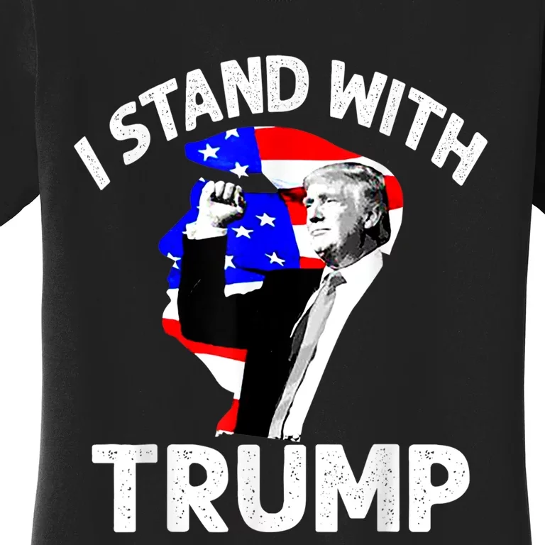 I Stand With Trump American Flag Women's T-Shirt