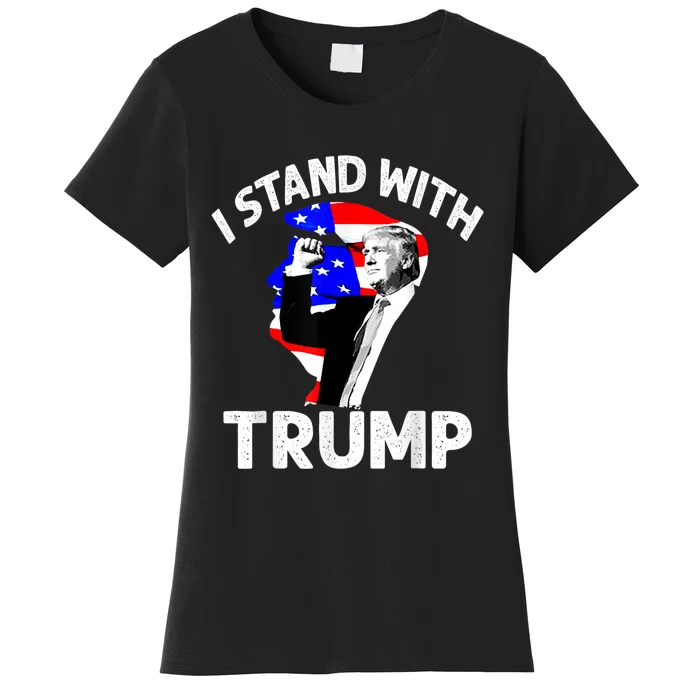 I Stand With Trump American Flag Women's T-Shirt