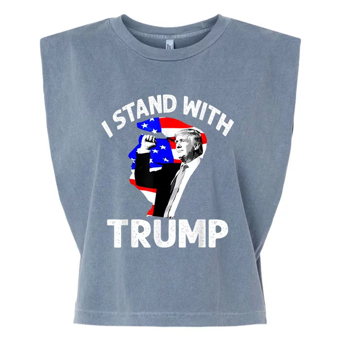 I Stand With Trump American Flag Garment-Dyed Women's Muscle Tee