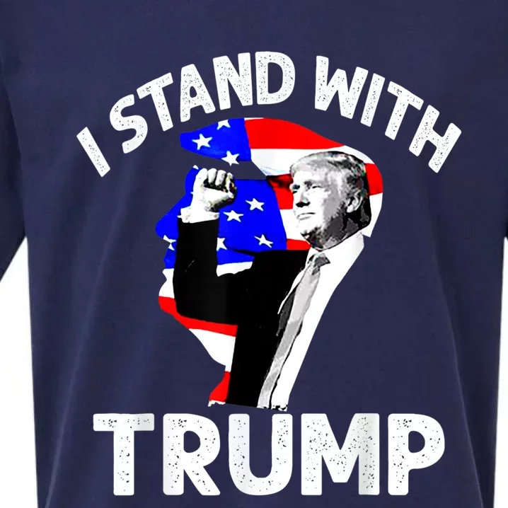 I Stand With Trump American Flag Sueded Cloud Jersey T-Shirt