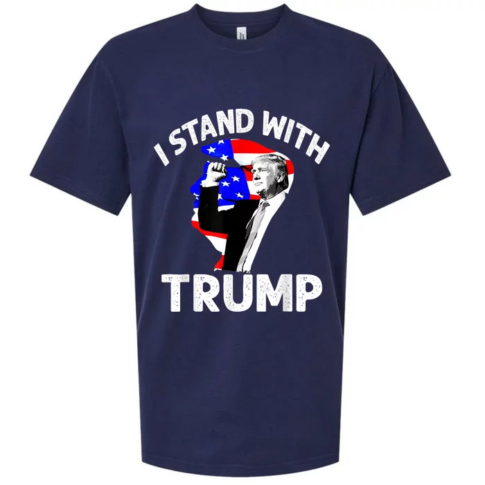 I Stand With Trump American Flag Sueded Cloud Jersey T-Shirt