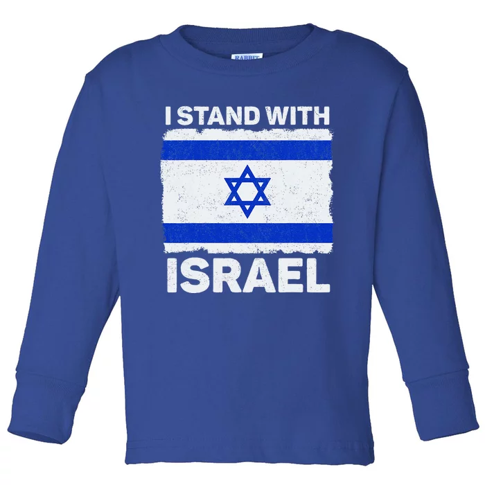 I Stand With Israel Israel Flag Patriotic Israel Toddler Long Sleeve Shirt