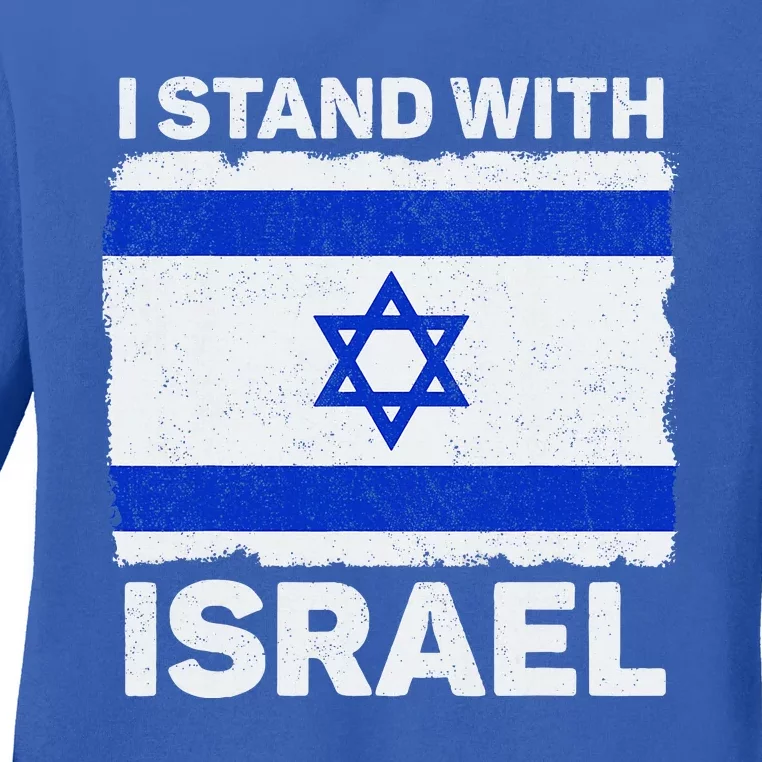 I Stand With Israel Israel Flag Patriotic Israel Ladies Long Sleeve Shirt