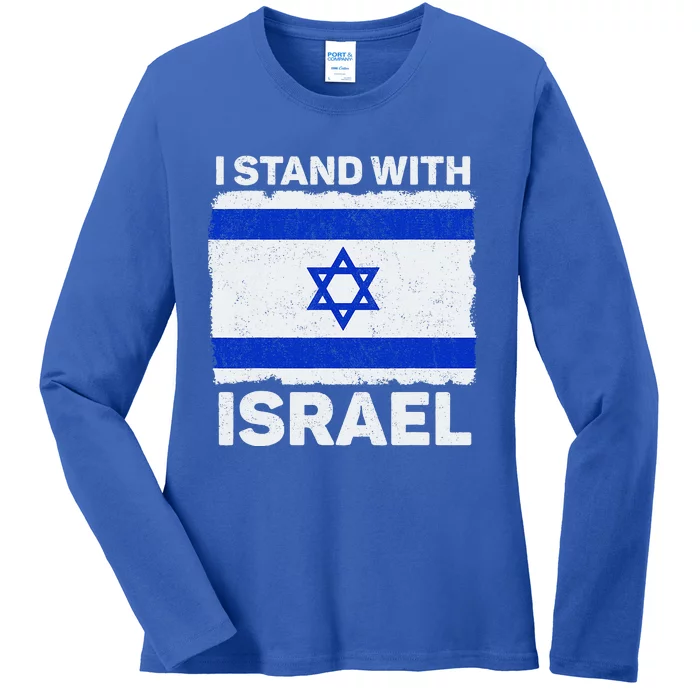 I Stand With Israel Israel Flag Patriotic Israel Ladies Long Sleeve Shirt