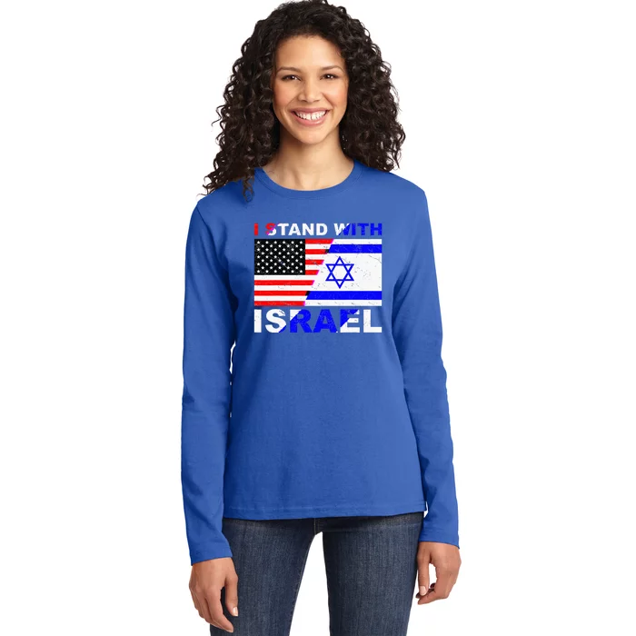 I Stand With Israel Israeli Palestinian Conflict Pro Israel Ladies Long Sleeve Shirt