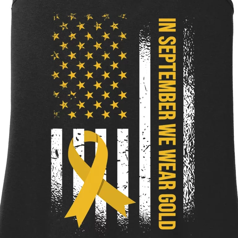 In September We Wear Gold Childhood Cancer Awareness Ladies Essential Tank