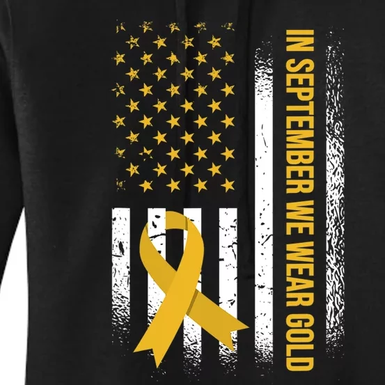 In September We Wear Gold Childhood Cancer Awareness Women's Pullover Hoodie