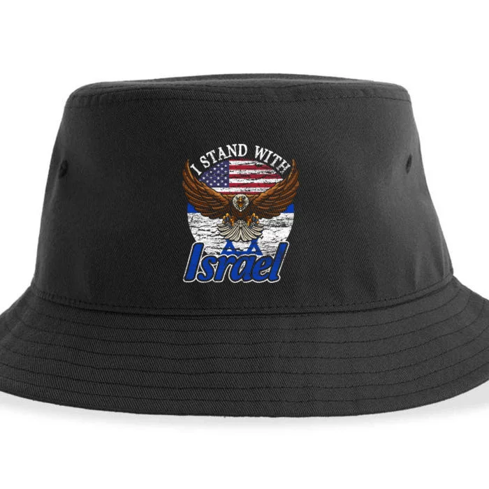 I Stand With Israel Pray For Israel Eagle Design Sustainable Bucket Hat