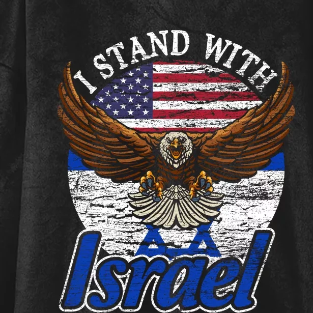 I Stand With Israel Pray For Israel Eagle Design Hooded Wearable Blanket