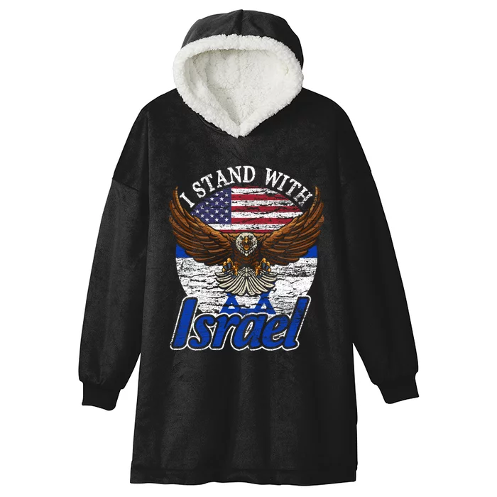 I Stand With Israel Pray For Israel Eagle Design Hooded Wearable Blanket