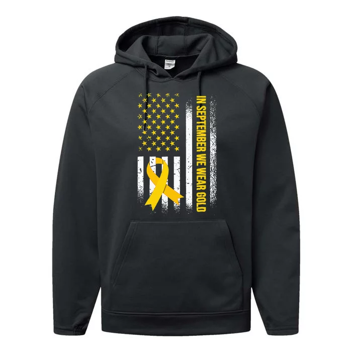 In September We Wear Gold Childhood Cancer Awareness Performance Fleece Hoodie