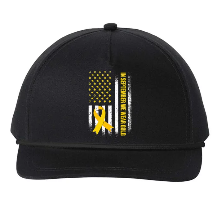 In September We Wear Gold Childhood Cancer Awareness Snapback Five-Panel Rope Hat