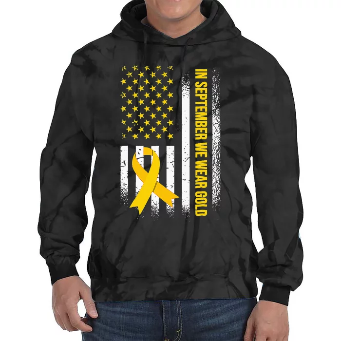 In September We Wear Gold Childhood Cancer Awareness Tie Dye Hoodie