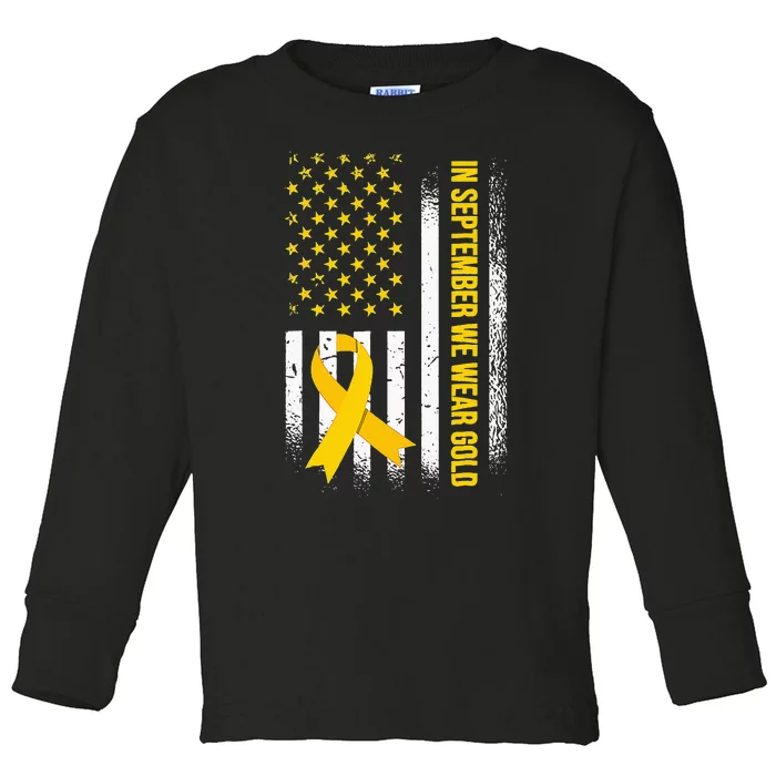 In September We Wear Gold Childhood Cancer Awareness Toddler Long Sleeve Shirt