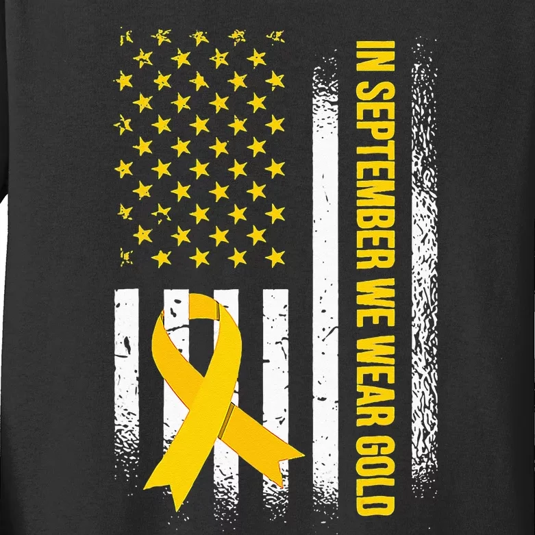 In September We Wear Gold Childhood Cancer Awareness Kids Long Sleeve Shirt