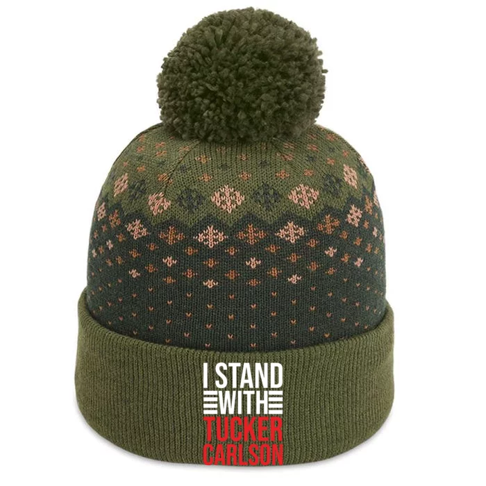 I Stand With Tucker Carlson The Baniff Cuffed Pom Beanie