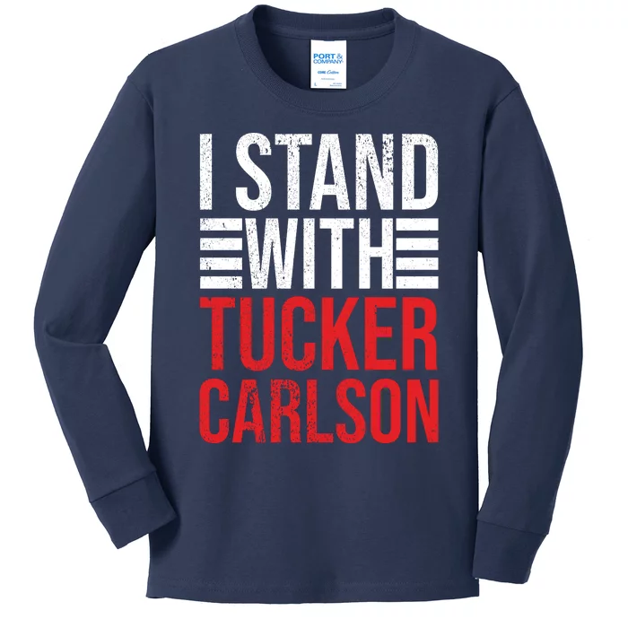 I Stand With Tucker Carlson Vintage Retro Kids Long Sleeve Shirt