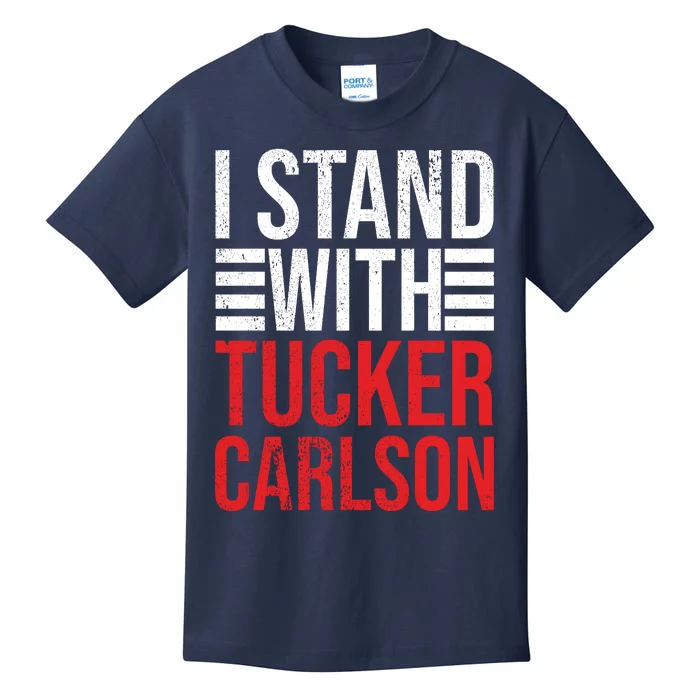 I Stand With Tucker Carlson Vintage Retro Kids T-Shirt