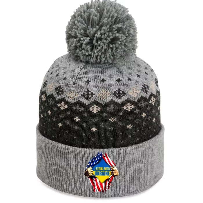 I Stand With Ukraine Flag Support Ukraine Gift The Baniff Cuffed Pom Beanie