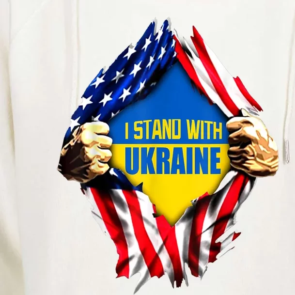 I Stand With Ukraine Flag Support Ukraine Gift Womens Funnel Neck Pullover Hood