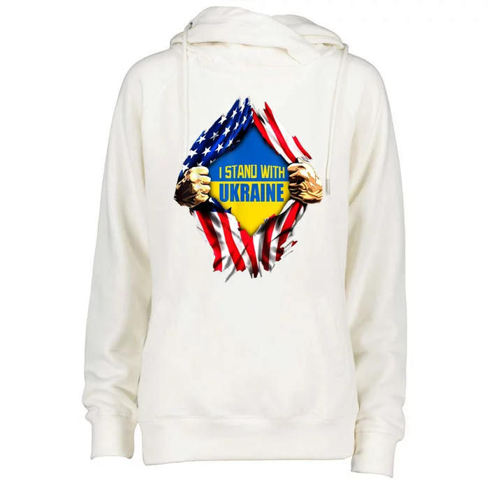 I Stand With Ukraine Flag Support Ukraine Gift Womens Funnel Neck Pullover Hood