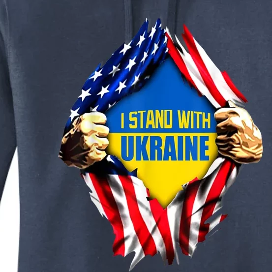 I Stand With Ukraine Flag Support Ukraine Gift Women's Pullover Hoodie