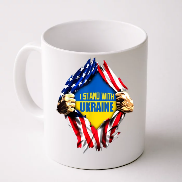 I Stand With Ukraine Flag Support Ukraine Gift Front & Back Coffee Mug