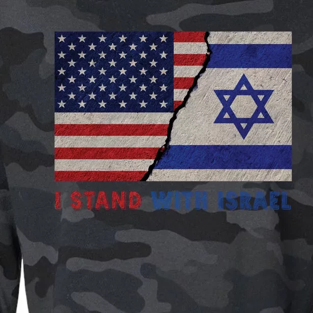 I Stand With Israel Patriotic Usa And Israel Flag Cropped Pullover Crew