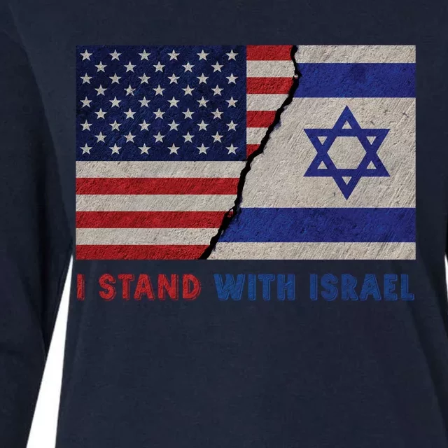 I Stand With Israel Patriotic Usa And Israel Flag Womens Cotton Relaxed Long Sleeve T-Shirt