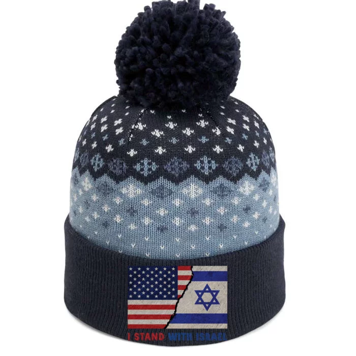 I Stand With Israel Patriotic Usa And Israel Flag The Baniff Cuffed Pom Beanie