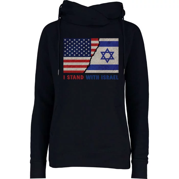 I Stand With Israel Patriotic Usa And Israel Flag Womens Funnel Neck Pullover Hood