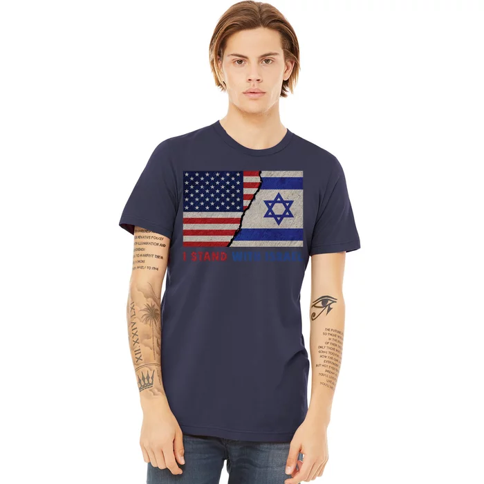 I Stand With Israel Patriotic Usa And Israel Flag Premium T-Shirt