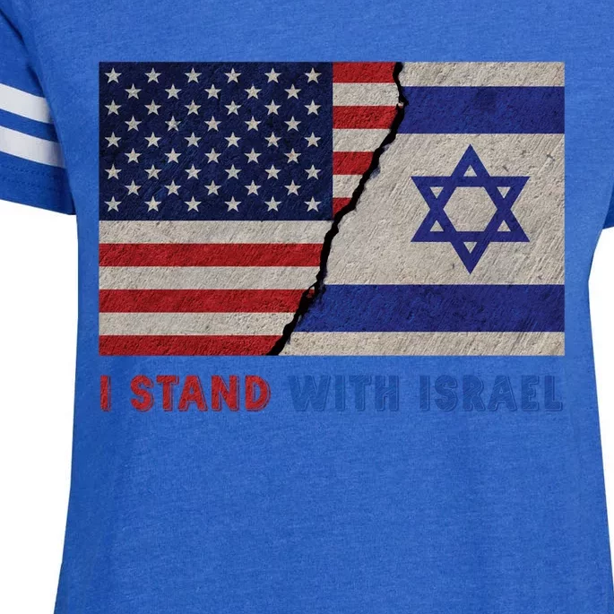 I Stand With Israel Patriotic Usa And Israel Flag Enza Ladies Jersey Football T-Shirt