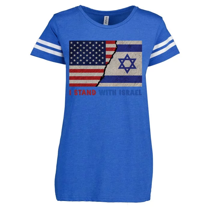 I Stand With Israel Patriotic Usa And Israel Flag Enza Ladies Jersey Football T-Shirt