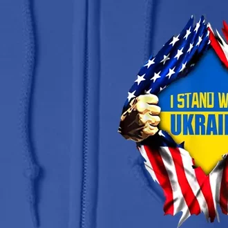 I Stand With Ukraine Flag Support Ukraine Gift Full Zip Hoodie