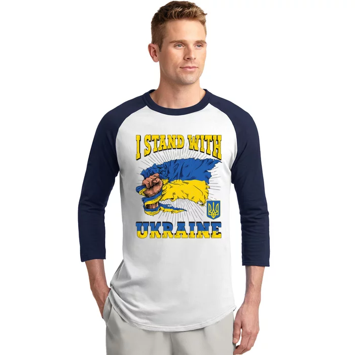 I Stand With Ukraine Ukrainian Fist Flag Gift Baseball Sleeve Shirt