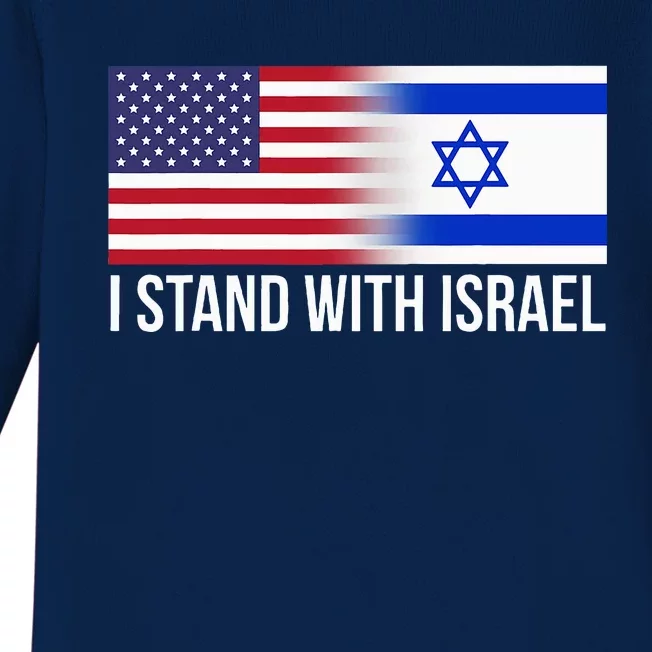 I Stand With Israel Usa Israeli Flag Jewish Baby Long Sleeve Bodysuit