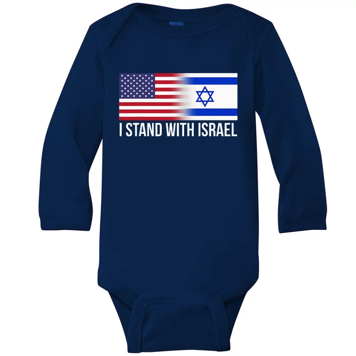 I Stand With Israel Usa Israeli Flag Jewish Baby Long Sleeve Bodysuit