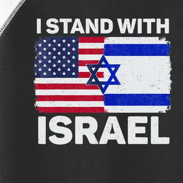 I Stand With Israel USA American Flag with Israel Flag Toddler Fine Jersey T-Shirt