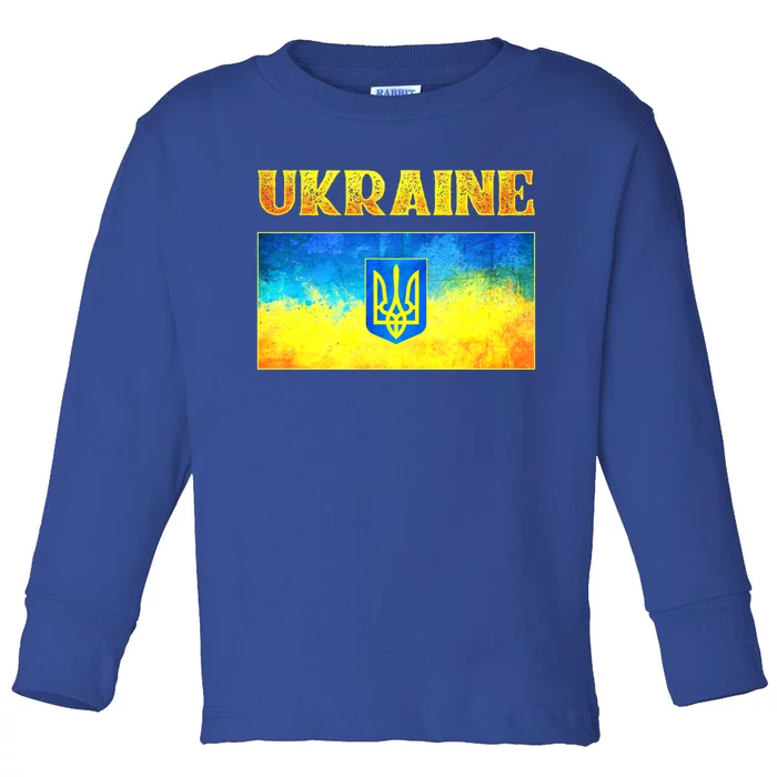 I Stand With Ukraine Cool Gift Ukrainian Flag Ukraine Cute Gift Toddler Long Sleeve Shirt