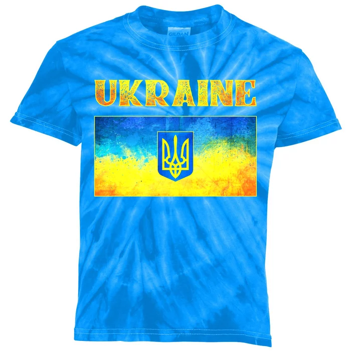 I Stand With Ukraine Cool Gift Ukrainian Flag Ukraine Cute Gift Kids Tie-Dye T-Shirt