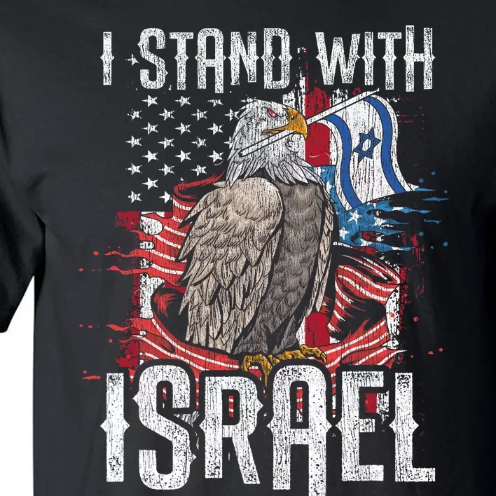 I Stand With Israel Vintage Eagle Us Flag Tall T-Shirt