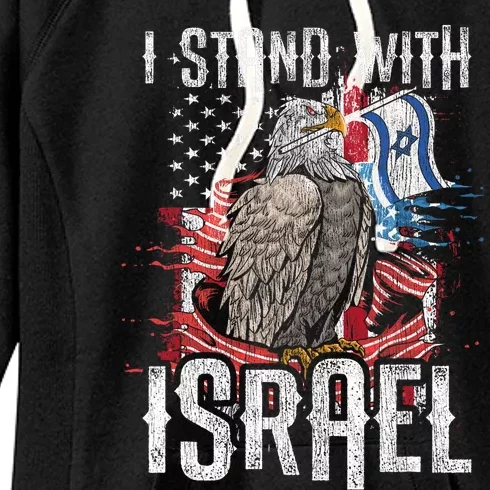 I Stand With Israel Vintage Eagle Us Flag Women's Fleece Hoodie