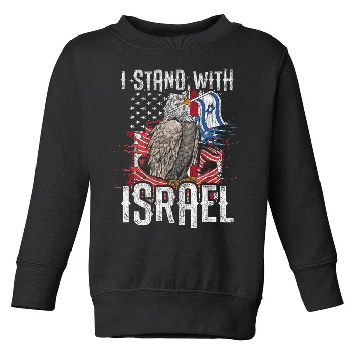 I Stand With Israel Vintage Eagle Us Flag Toddler Sweatshirt